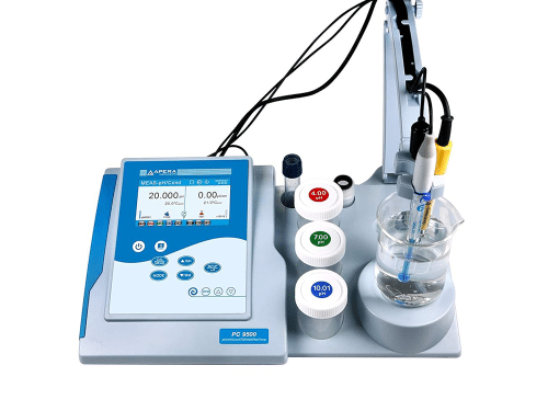 Kit medidor de pH/CE/salinidad/resistividad de sobremesa PC9500 Serie Premium GLP con banco de pruebas